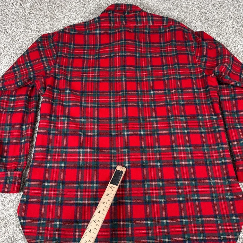 Pendleton Shirt Mens XL Red Royal Stewart Tartan Plaid Wool Flannel USA Vintage